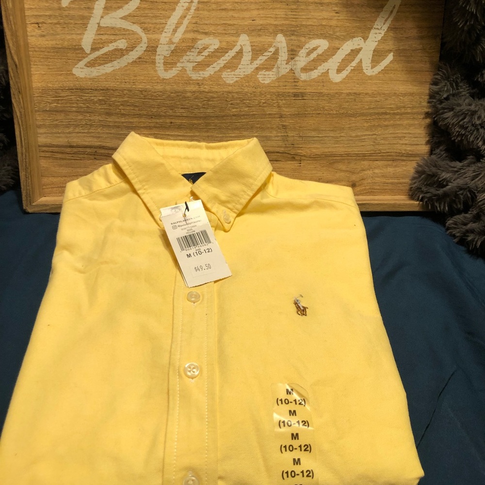 Boys Medium 10/12  Yellow Ralph Lauren Cotton Oxford Shirt